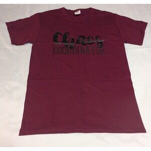 Hanes Chaos Coordinator T-Shirt Women Small Burgundy Graphic Tee Short Sleeve